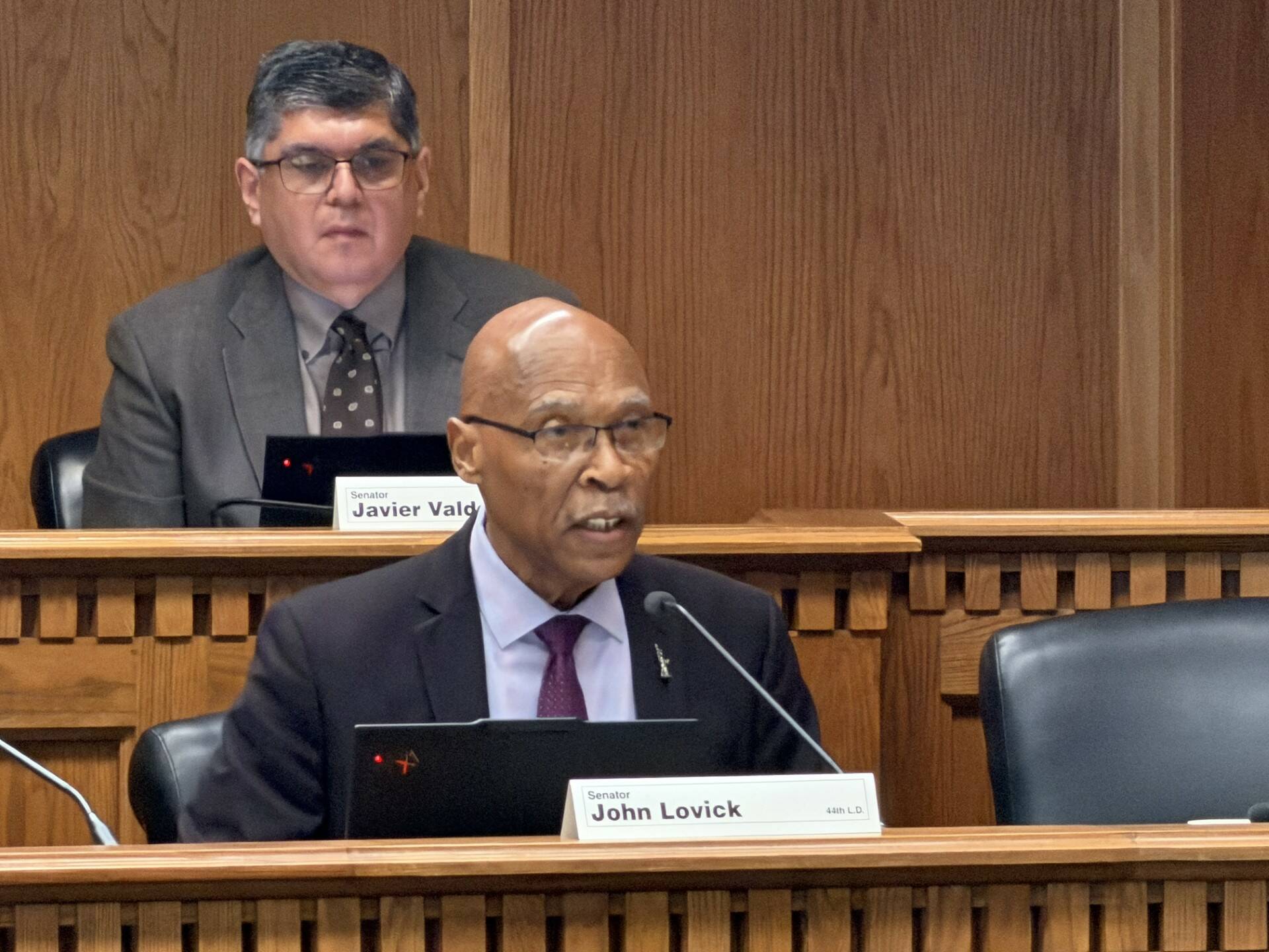 Cassie Diamond photo.
Sen. John Lovick, D-Mill Creek, speaks in support of Senate Bill 5974 during a public hearing Jan. 15. Lovick is the prime sponsor of the bill.