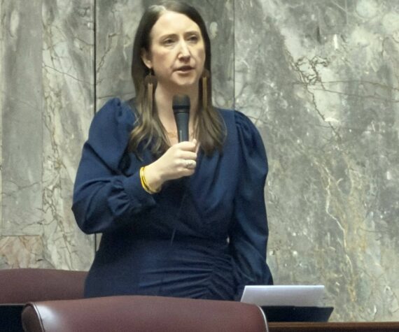 <p>Cassie Diamond photo.</p>
                                <p>Sen. Noel Frame, D-Seattle, shares a story of her experience with miscarriage while giving remarks in support of Senate Bill 5917 during a floor session Feb. 10.</p>