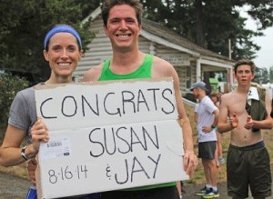 8.8K Loop Run winners Lexi Abel and Joshua Accomando send out 'congrats' to Abel's mother and soon-to-be stepfather hours before the elder couple's wedding