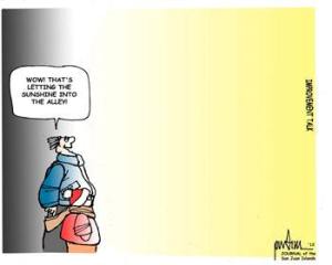 Cartoon musings on local news and events are published periodically in the Journal of the San Juan Islands