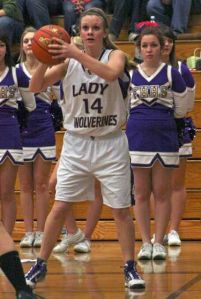 Senior point guard Mandy Turnbull looks surveys the court