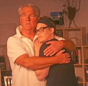 A tender moment shared by Lyman Wyeth (Daniel Mayes) and daughter Brooke (Amanda Lee-Smith) in Island Stage Left's production of 'Other Desert Cities.'