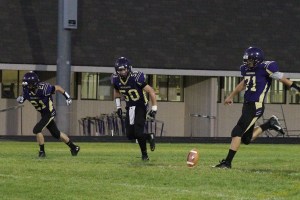 Freshman Quincy Vague lines up for a kick in the Sept. 11 game against Concrete.