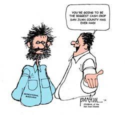 Cartoonist Rob Pudim's view on local news and events are published weekly in the Journal of the San Juan Islands