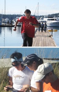 Top photo: Peteris Ledins of Kirkland won the San Juan Island Quest Adventure Race Sept. 25 in 4 hours 8 minutes. Bottom photo: Meghan Hoffman and Kathleen Foley