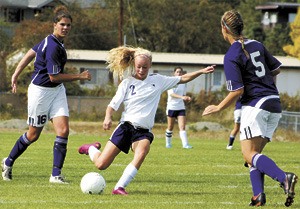 Emily Guard launches her second goal of the game