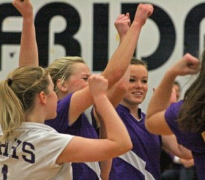 The Wolverines celebrate a winner with a few fist pumps.