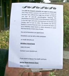 Look for notices attached to donation jars such as these