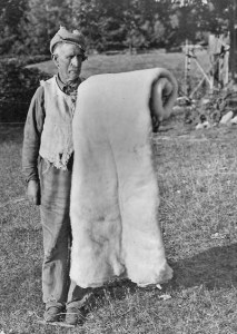 San Juan Island pioneer Jim Crook on the grounds of modern day English Camp