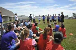After a water break to beat the heat