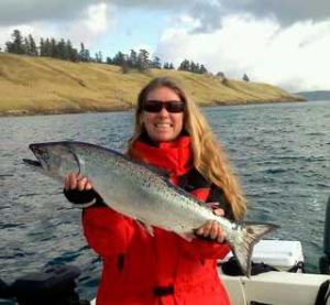 Trifecta: Karen Rinehardt shows off one of the three fish she landed in Week 3 of this year's Frank Wilson fishing derby.