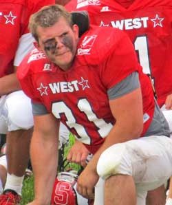 Friday Harbor's Nate Steenkolk tallied one of two touchdowns by the West all-star team in the annual Earl Barden Classic