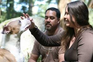 Elizabeth Clark and Michael MacLellan share some 'quality time' at their home with 'Zeus'