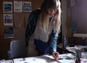 Jill Bliss in her studio on San Juan Island