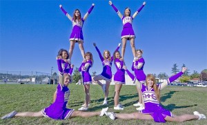 The Friday Harbor High School cheerleading squad. Front from left