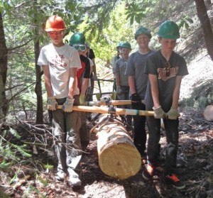 Members of Madrona Institute's San Juan Island Youth Conservation Corps help with a trail building project on the island's west side.