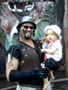 Ken Clark takes a break from his work at Universal Studios  to visit with his daughter