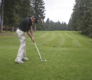 Friday Harbor golfer Jordyn Taylor on the first tee at Fort Lewis. Taylor went on to win the 1A Bi-District Golf Championship and advance to state.