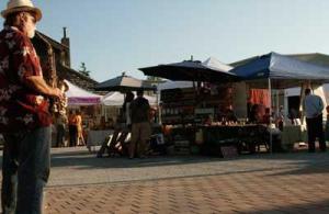 Friday Harbor's Brickworks Plaza opens with musical accompaniment by local saxophonist Teddy Deane