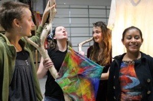 From left; playwright Fiona Small and cast