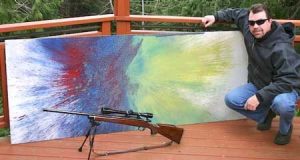 Ron Bates and his most recent artistic composition