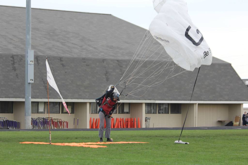 Skydivers inspire students