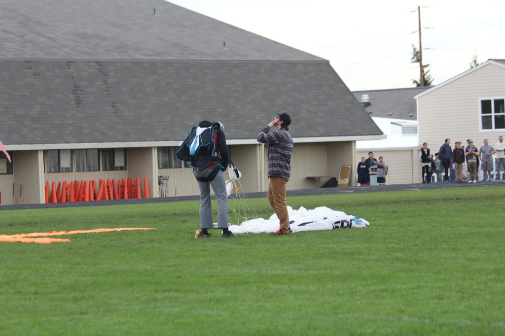 Skydivers inspire students