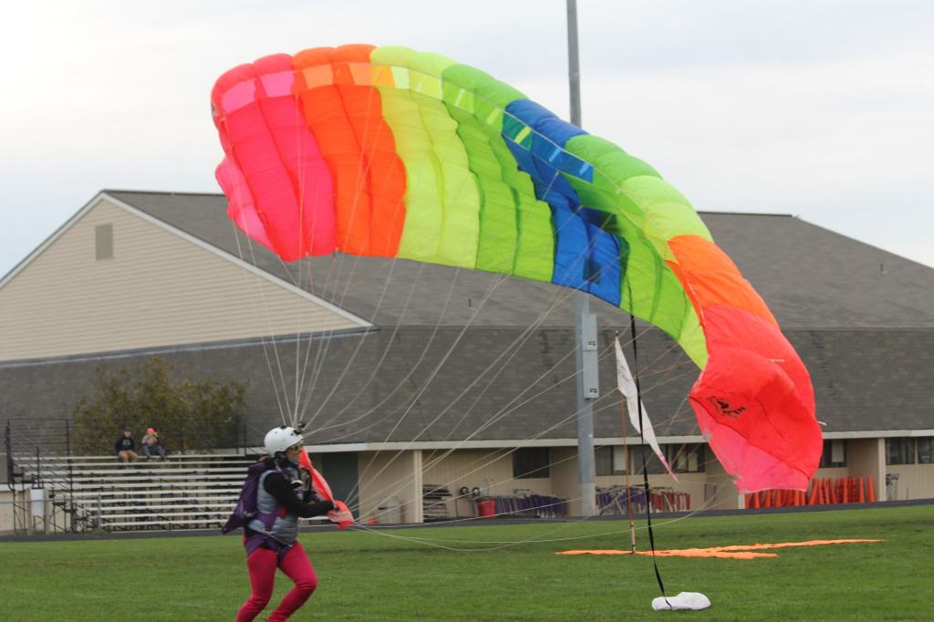 Skydivers inspire students