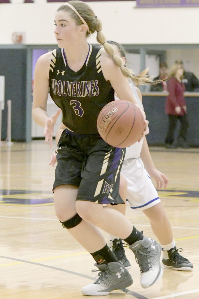 Contributed photo/Aaron Shepard                                A Friday Harbor player blocks against Seattle Lutheran.