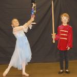 Emerald Hurley, 7, and Henry Jensen,9, pose as their characters, Clara and The Nutcracker.