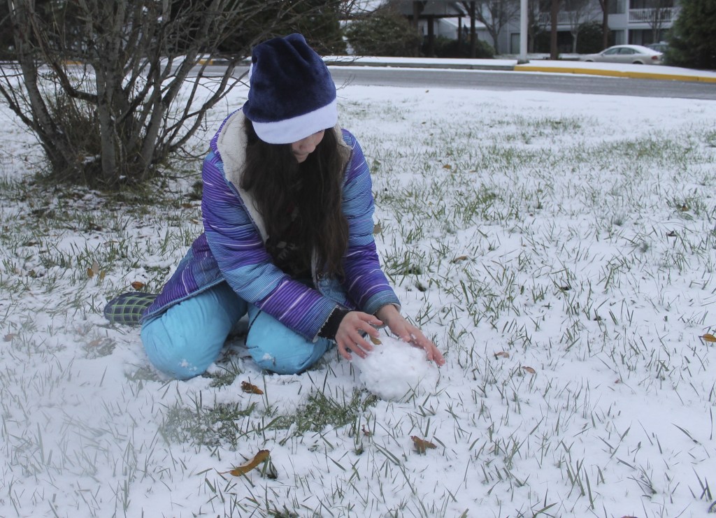 The first snow of winter dusts the island