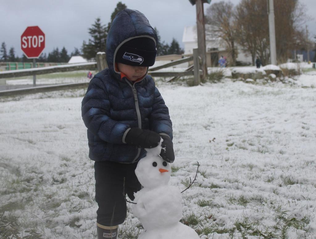 The first snow of winter dusts the island