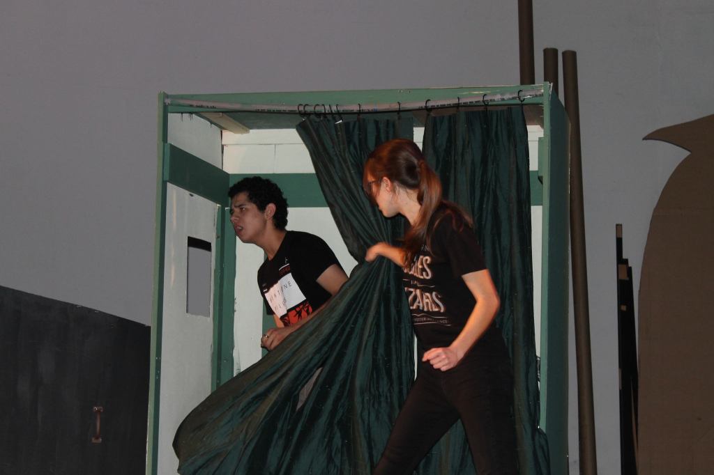 Staff photo/Heather Spaulding                                Dorothy, Jillian Urbach, reveals the Wizard.