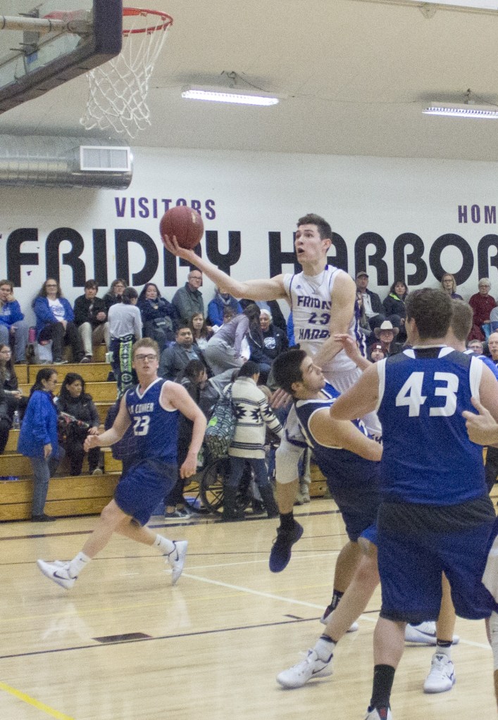 Staff photo/Greg Sellentin                                Senior John Gustafson has a strong second half.