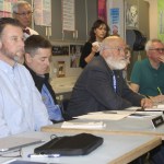 Staff photo/Hayley Day                                San Juan County School District board members listen to the Jan. 18 presentation to move the sixth grade to the middle school.