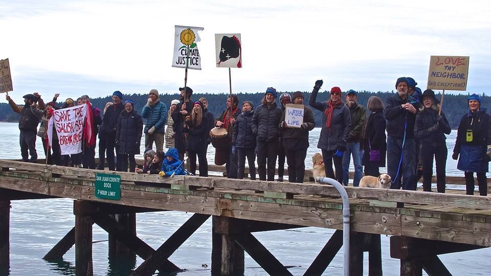 Contributed photo                                Lopez islanders protest on MLK Day.