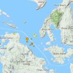 Contributed photo/Department of Emergency Management                                The map, above, marks the locations of the earthquakes on Sunday, Jan. 29 and Monday, Jan. 30.