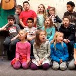 Contributed photo/Friday Harbor Elementary School                                A Friday Harbor Elementary School class sings a song about the rock cycle with music teacher Steve Moore.
