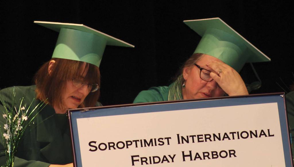 Staff photo/Hayley Day                                Soroptimist members think hard to answer a question.
