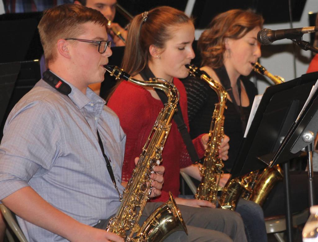 Staff photo/Hayley Day                                The Friday Habor High School Jazz Band played before the game and during intermission.