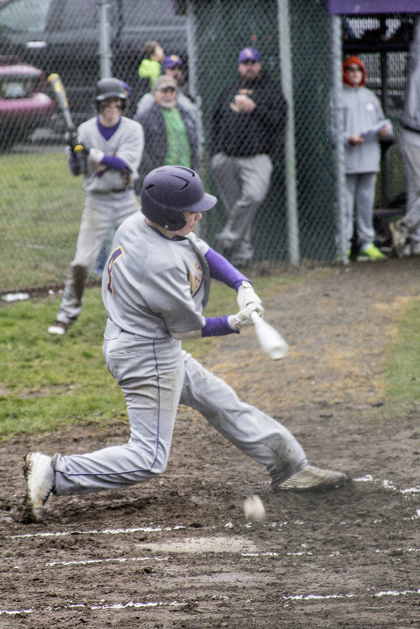 Staff photo/Greg Sellentin                                Nick Herko swings and hits a foul ball before getting on base.