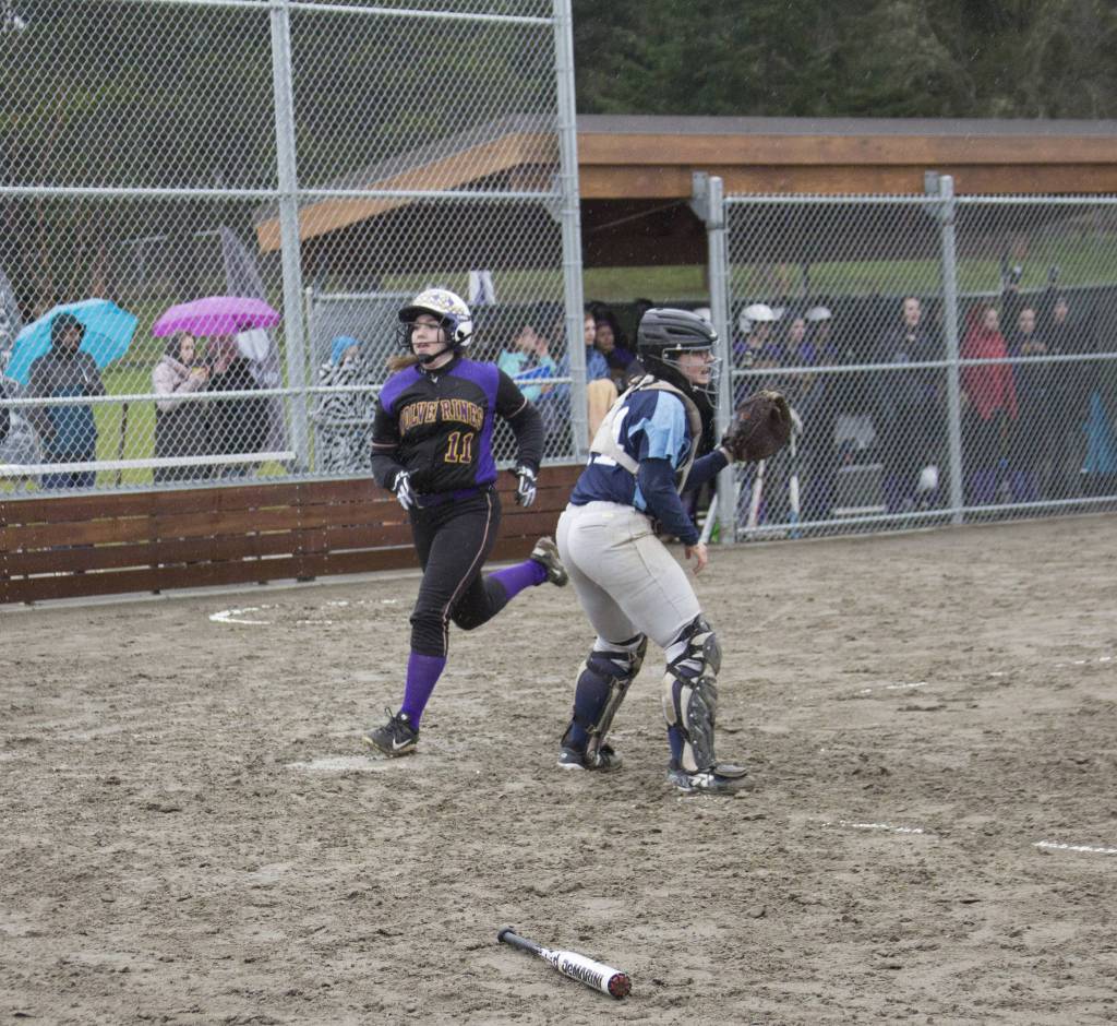 Staff photo/Greg Sellentin                                Hannah Hopkins scores in the second inning.