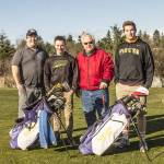 Staff photo/Greg Sellentin                                Coach Shawn Hendricks, Dylan Posenjak, Coach Rice, Joe Stewart. Joe and Dylan are the only players that are confirmed to make the traveling team.                                 Staff photo/Greg Sellentin