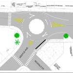 Contributed image/Town of Friday Harbor                                The latest revisions to the town&rsquo;s painted roundabout were presented at the April 6 Friday Harbor Town Council meeting. The thick black lines in the plan indicate where a sidewalk or a concrete barrier to separate cars from pedestrians will be added