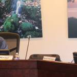 Staff photo/Hayley Day                                Commissioners Bill Williams and Monica Harrington listen to the two members of the public who spoke at the May 24 meeting.