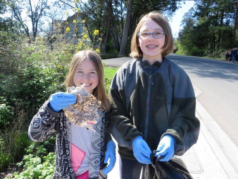 Contributed photo                                Students from Stillpoint School collect trash.
