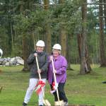 Vice-President Jamie Ellsworth with Executive Director Leslie Byron break ground.