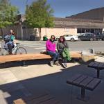 Staff photo/Greg Sellentin                                Laura Roberts of Colorado and Bonnie Roberts of Renton chatted in the park on May 7, when visiting Friday Harbor.
