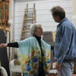 Staff photo/ Heather Spaulding. Brad Fincher and Deb Langhans rehearse as Chris and Alexandra in &ldquo;Velocity of Autumn.&rdquo;