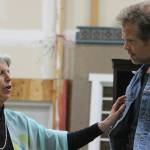 Staff photo/ Heather Spaulding. Brad Fincher and Deb Langhans rehearse as Chris and Alexandra in &ldquo;Velocity of Autumn.&rdquo;